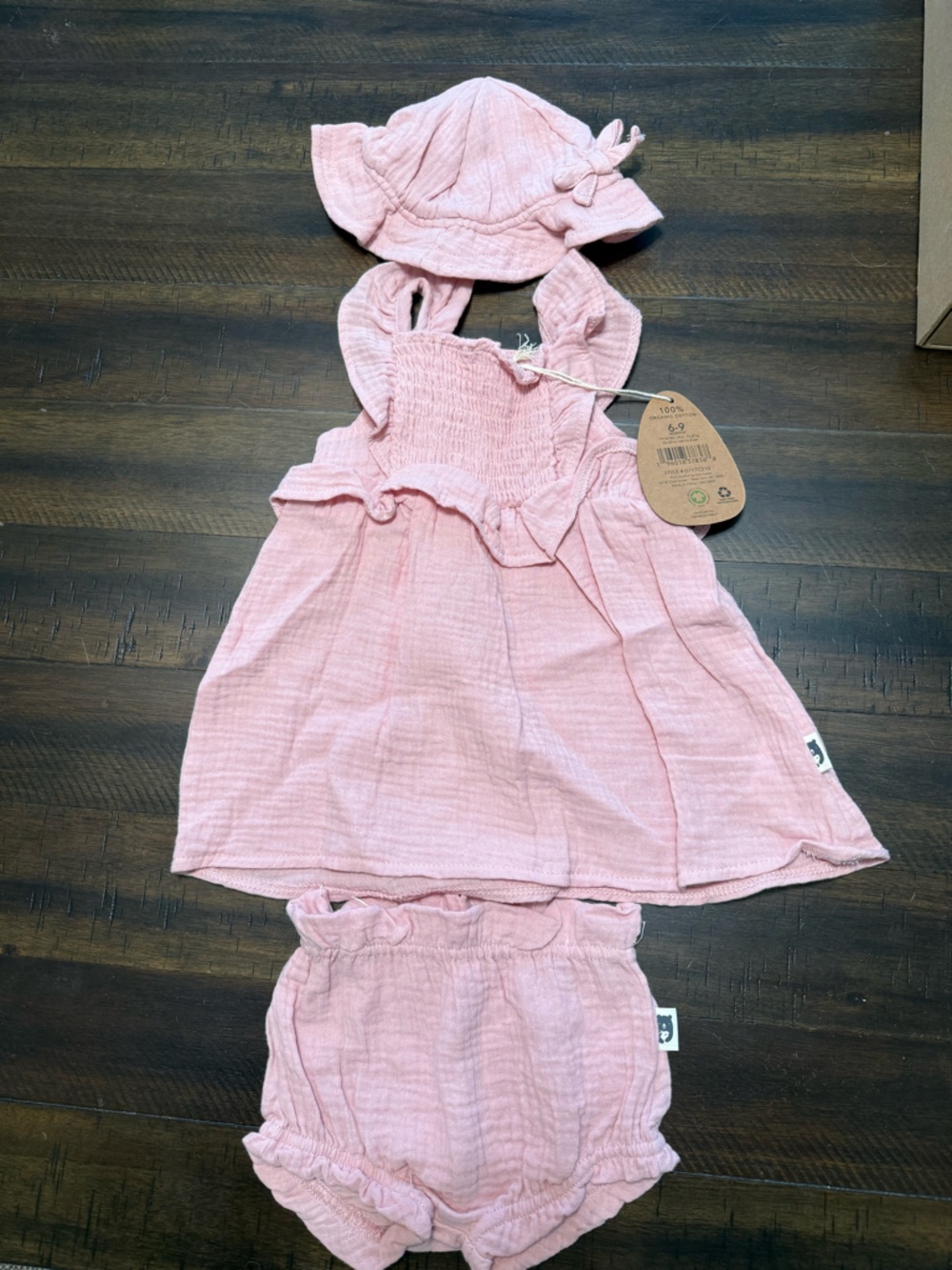 Baby Girls Pink 3-Piece Matching Set — Dress, Bloomers & Hat